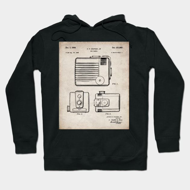 Box Camera Patent - Photographer Photography Fan Art - Antique Hoodie by patentpress